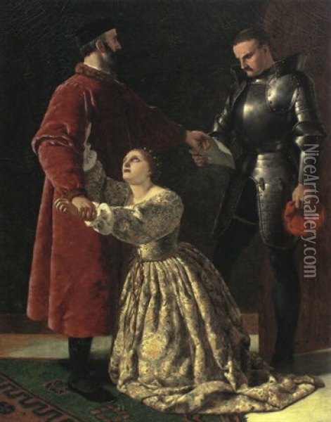 Duke Frederick Banishing Rosalind From His Court Oil Painting - Frederick Richard Pickersgill