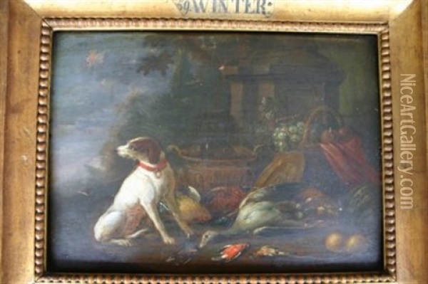 Nature Morte Au Trophee De Chasse (pair) Oil Painting - Adriaen de Gryef