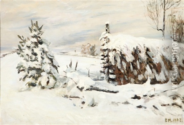 Winter Landscape Oil Painting - Elias Muukka