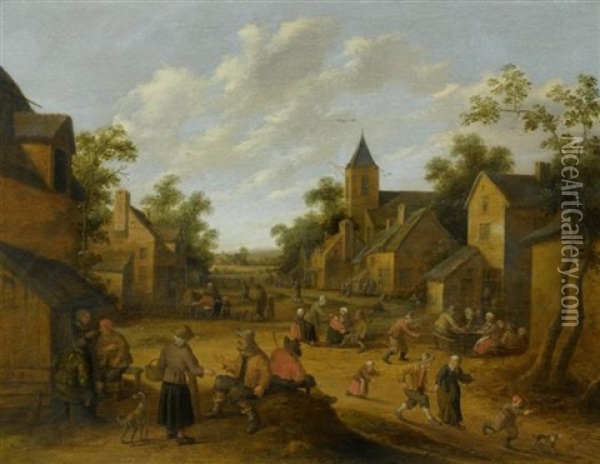 Belebte Dorfszene Oil Painting - Joost Cornelisz. Droochsloot