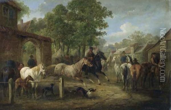 Pferdemarkt. Oil Painting - Wilhelm Velten