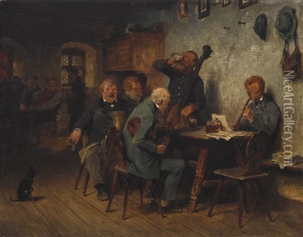 Kunstpause Oil Painting - Hugo Wilhelm Kauffmann
