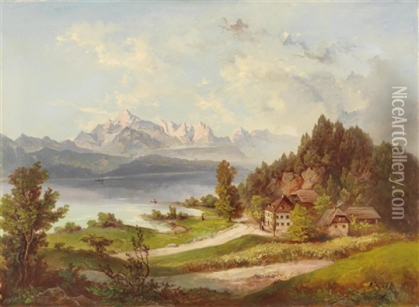 Worthersee - View Of The Mittagskogel Oil Painting - Jakob Canciani