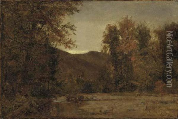 Deer In A Landscape Oil Painting - Thomas Worthington Whittredge