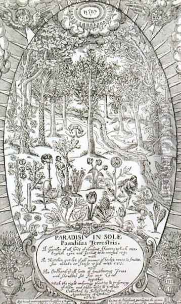 Title page from Paradisi Sole; Paradisus Terrestris, 1629 Oil Painting - John Parkinson