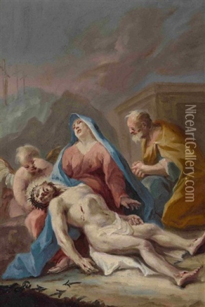 Christi Himmelfahrt - Auferstehung Christi - Anbetung Der Hirten - Beweinung (4 Works) Oil Painting - Franz I Sigrist