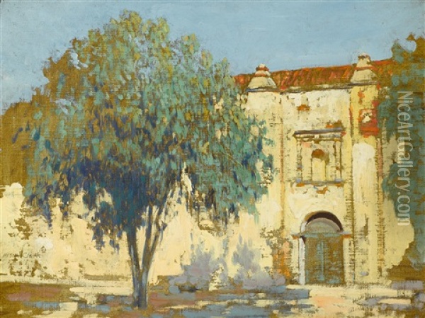 Portal, Mission San Gabriel Oil Painting - Alson Skinner Clark