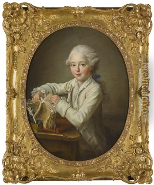 Portrait Of The Marquis De Briges, Aged Seven Oil Painting - Francois Hubert Drouais