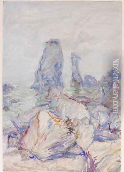 The needles at Coton, Belle-Ile, 1897 Oil Painting - John Peter Russell