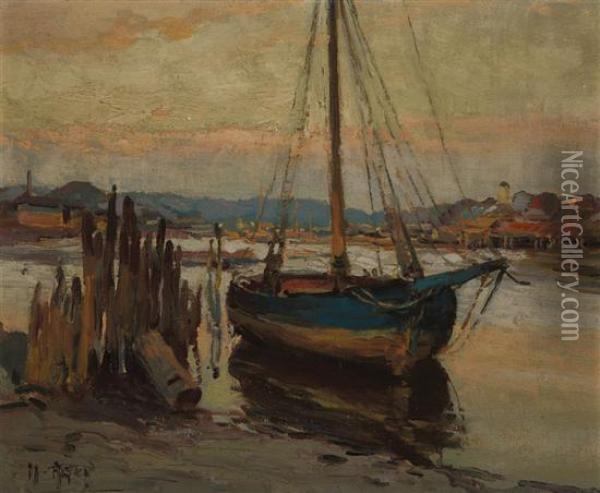 Dutch Harbor Oil Painting - Mathias Joseph Alten
