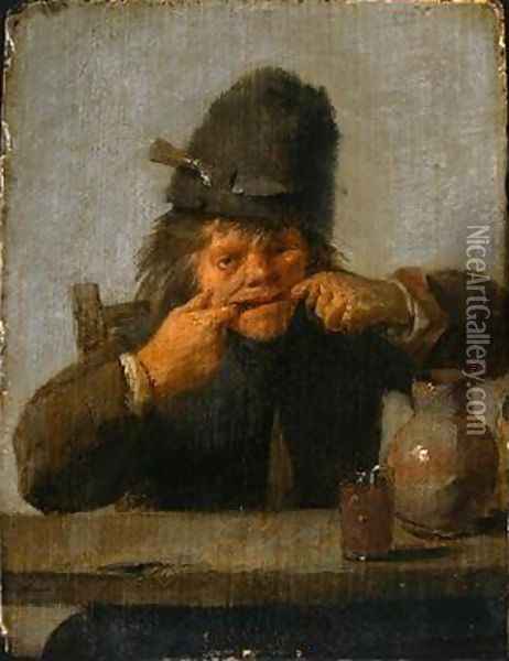 Youth Making a Face Oil Painting - Adriaen Brouwer