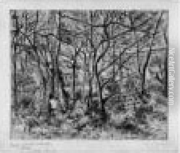 Paysage Sous Bois, A L'hermitage (pontoise) (delteil/cailic/hyman 16) Oil Painting - Camille Pissarro