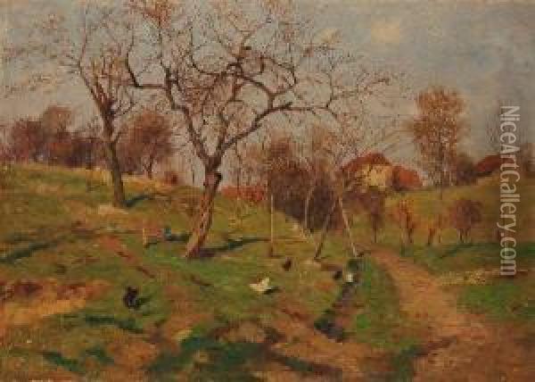 Dorflandschaft Oil Painting - Gustav Adolf Thamm