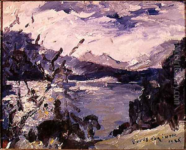 Lake Walchen Surrounded by Mountains, 1925 Oil Painting - Lovis (Franz Heinrich Louis) Corinth