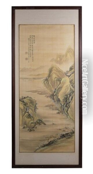 Rong Zhuchun Chinese Landscape Painting On Silk By Rong Zhuchun Oil Painting -  Rong Zuchun