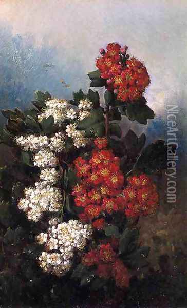 Flowers and Butterflies Oil Painting - John Williamson