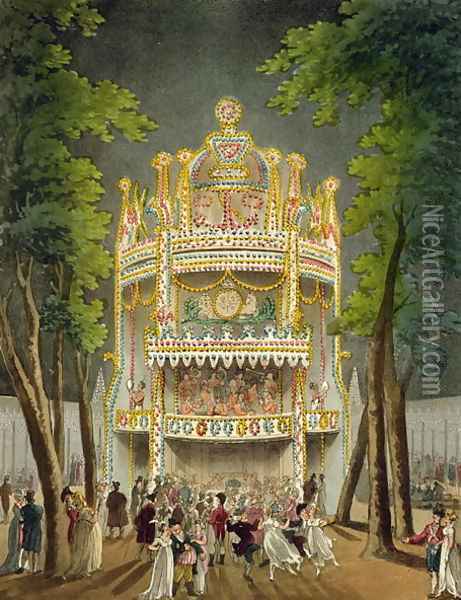 Vauxhall gardens, 1808 Oil Painting - T. Rowlandson & A.C. Pugin