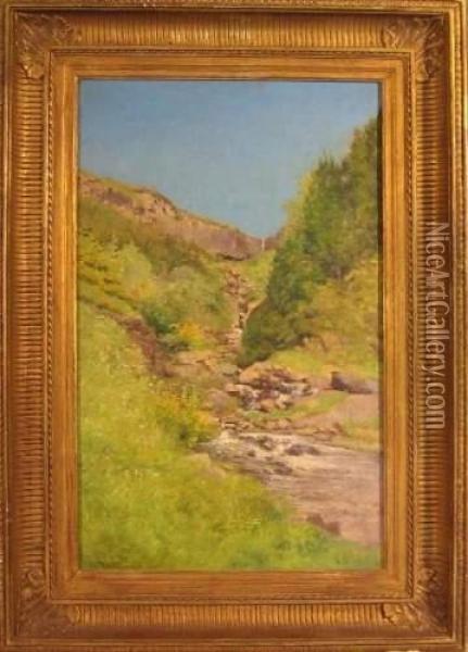 Ruisseau De La Grande Cascade Du Mont-dore, Soleil Du Matin Oil Painting - Jean Desbrosses