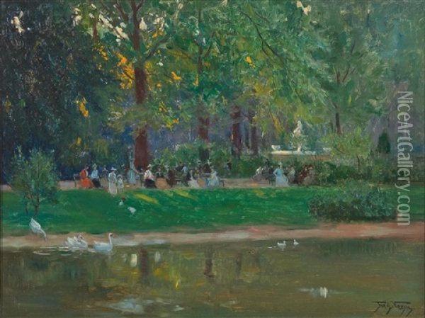 Scene In The Hofgarten Oil Painting - Frederick Vezin