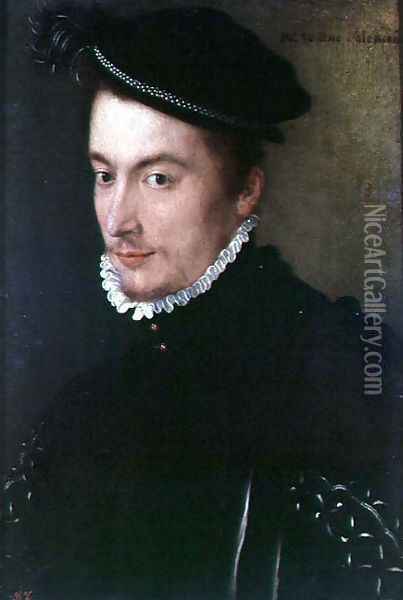 Portrait presumed to be Hercule-Francois de France (1554-84) Duke of Alencon, c.1560 Oil Painting - Francois Clouet