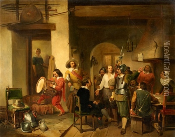 Soldiers In A Tavern During The Thirty Years' War Oil Painting - Reinier Craeyvanger
