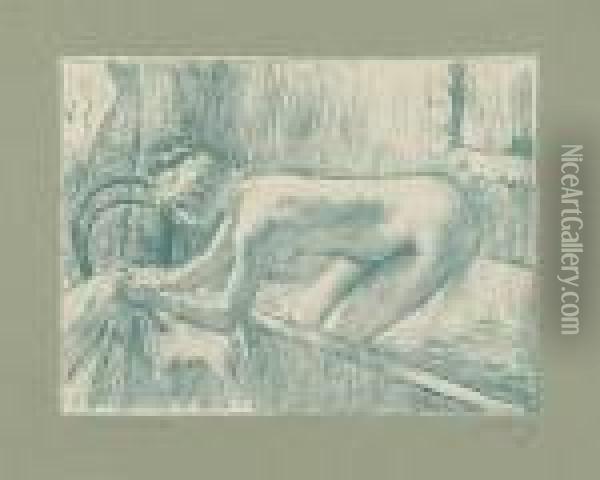 La Sortie De Bain. Oil Painting - Edgar Degas
