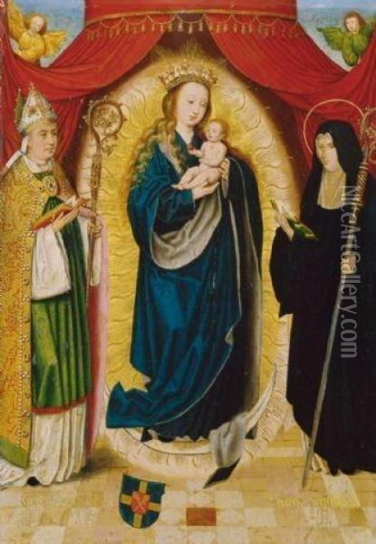 Madonna Mit Dem Hl.benedikt Und Der Hl.scholastika Oil Painting - Bartholomaeus I Bruyn