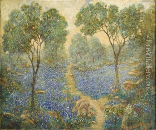Bluebonnet Trail Oil Painting - Edna Earl Crocker