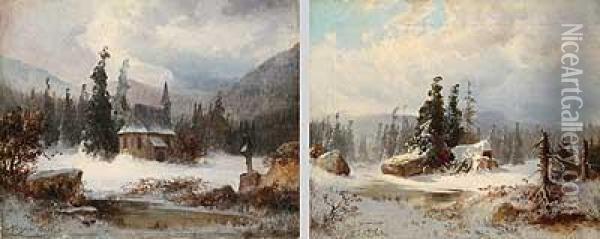 Winterlandschaft Mit Kapelle Oil Painting - Michael Sachs