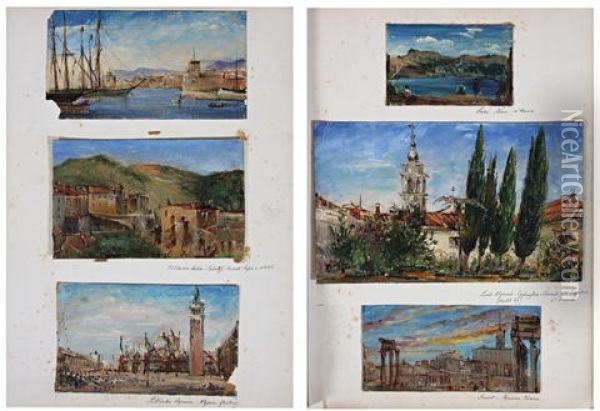 Venice, Naples, Rome And Their Environs (sketch) (album W/22 Works) Oil Painting - William White Warren