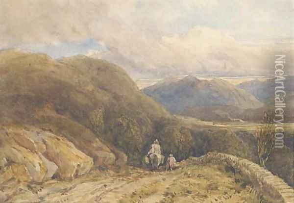 A Welsh mountain valley Oil Painting - David Cox
