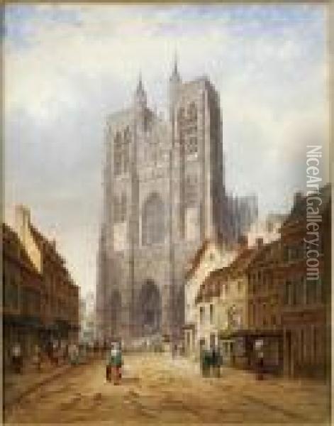 The Cathedral At Abbevill Oil Painting - Thomas Colman Dibdin
