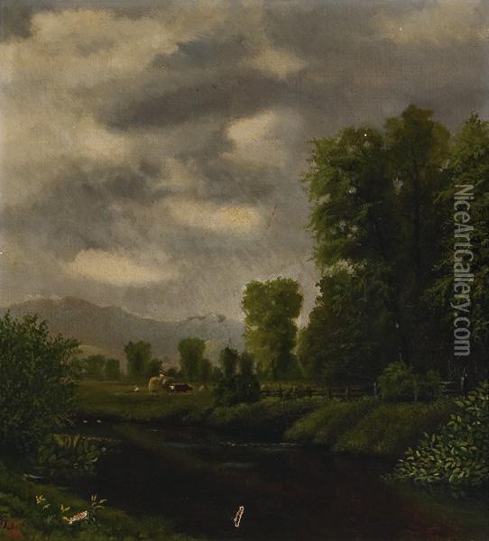 Pastoral Landscape Oil Painting - J.B. Halsey