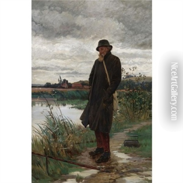 The Angler Oil Painting - Walter Dendy Sadler