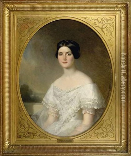 Portrait De La Comtesse De Burges Oil Painting - Charles Gomien
