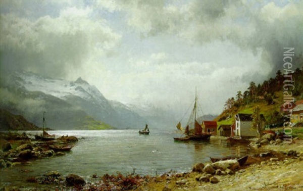 At The Edge Of A Fjord Oil Painting - Anders Monsen Askevold