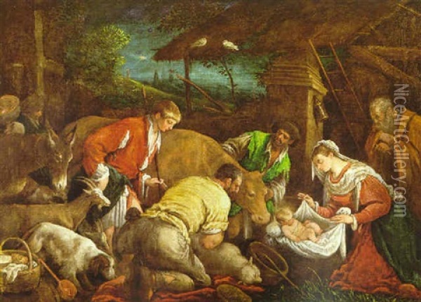 La Adoracion De Los Pastores Oil Painting - Francesco Bassano the Younger