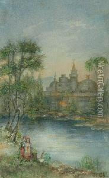 Pejzaz Z Meczetem W Tle Oil Painting - Stanislaus von Chlebowski