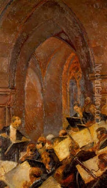 Hermann Suter Im Basler Munster Oil Painting - Burkhard Mangold