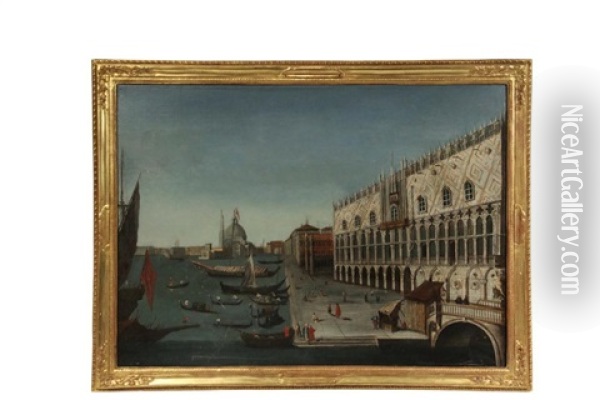 View Of Venice, Depicting St. Marks And The Doge's Palace Oil Painting - Giovanni Richter
