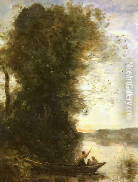Landscape with a Lake Oil Painting - Jean-Baptiste-Camille Corot
