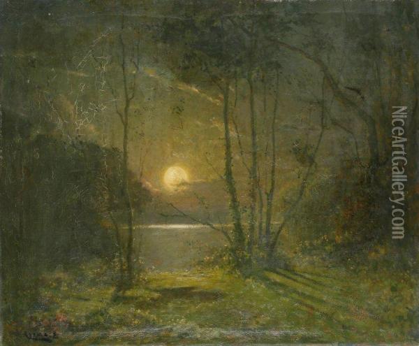 Bord D'etang Au Clair De Lune Oil Painting - Ernest Azema