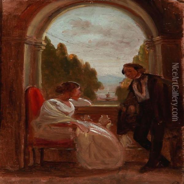 Pa Balkonen Oil Painting - Wilhelm Marstrand