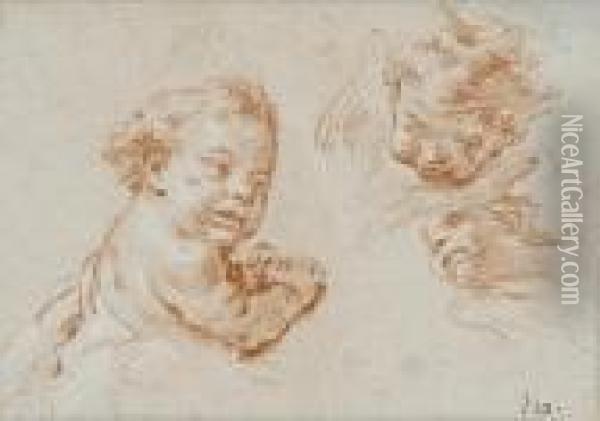 Studio Per Gesu' Bambino E Dueangeli Oil Painting - Giovanni Battista Tiepolo