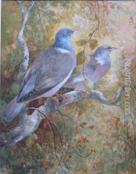 Two Birds On A Branch Oil Painting - Charles Henry C. Baldwyn