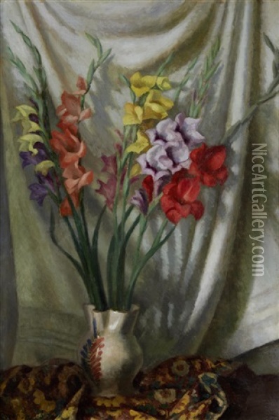 Still Life With Gladioli Oil Painting - Roger Fry