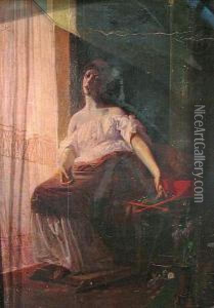 Woman By A Window Oil Painting - Federico Faruffini
