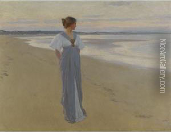 On The Sands Oil Painting - William Henry Margetson
