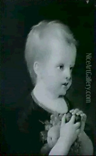 Portrait D'un Enfant Blond Tenant Des Fruits Oil Painting - Marguerite Gerard
