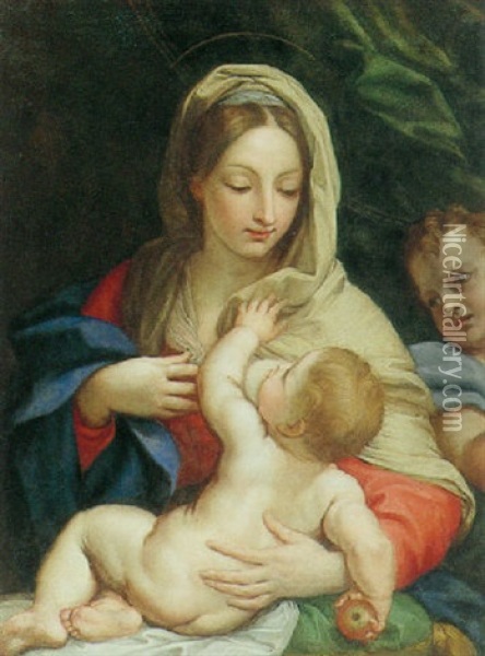 Madonna And Child With The Young Saint John The Baptist Oil Painting - Carlo Maratta